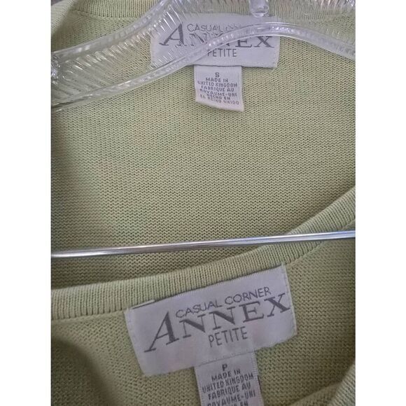 Women's Casual Corner Annex Petite Cardigan with Matching Tank Top Green and Pol - Picture 4 of 14